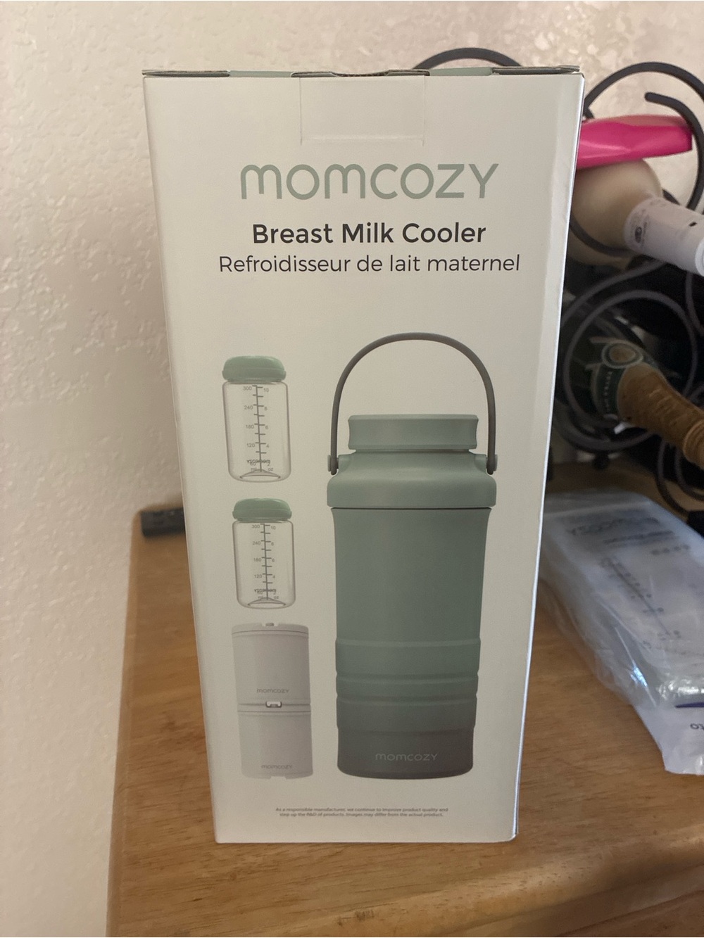 Momcozy Kids Breast Milk Cooler in Sage Green with Carry Handle